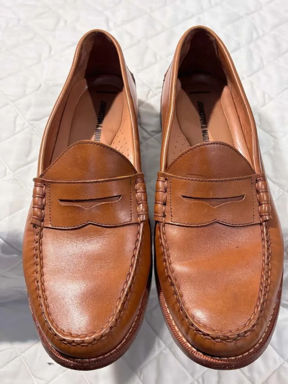 Johnston & Murphy Penny Loafers in Burnished Tan Leather